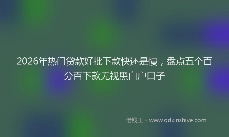 2026年热门贷款好批下款快还是慢，盘点五个百分百下款无视黑白户口子