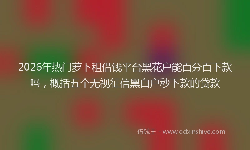 2026年热门萝卜租借钱平台黑花户能百分百下款吗，概括五个无视征信黑白户秒下款的贷款