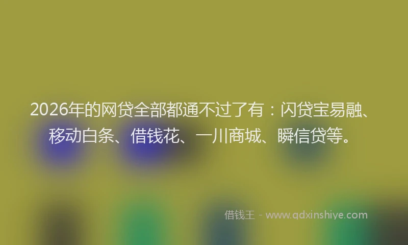 2026年的网贷全部都通不过了有：闪贷宝易融、移动白条、借钱花、一川商城、瞬信贷等。