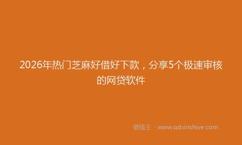 2026年热门芝麻好借好下款，分享5个极速审核的网贷软件