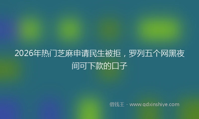 2026年热门芝麻申请民生被拒，罗列五个网黑夜间可下款的口子
