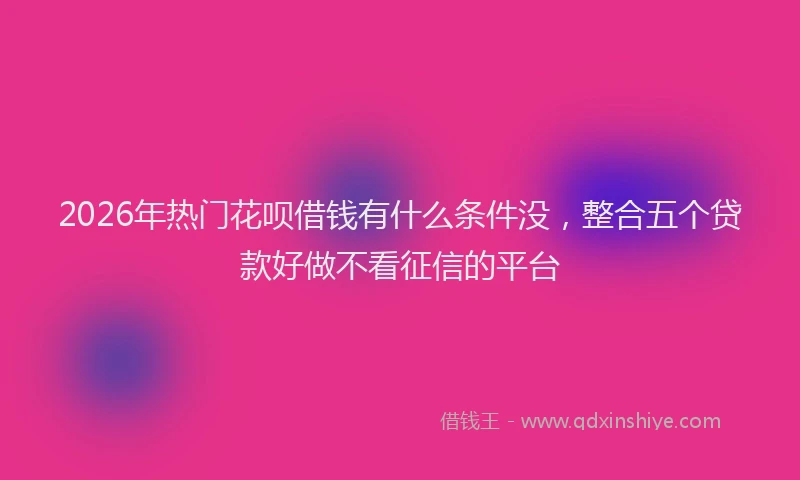 2026年热门花呗借钱有什么条件没，整合五个贷款好做不看征信的平台
