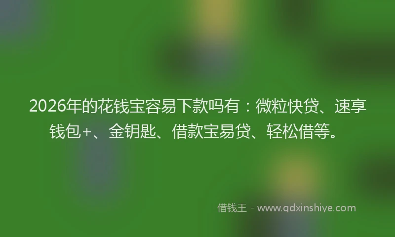 2026年的花钱宝容易下款吗有：微粒快贷、速享钱包+、金钥匙、借款宝易贷、轻松借等。