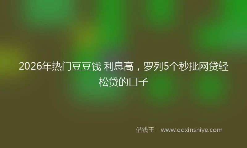 2026年热门豆豆钱 利息高，罗列5个秒批网贷轻松贷的口子