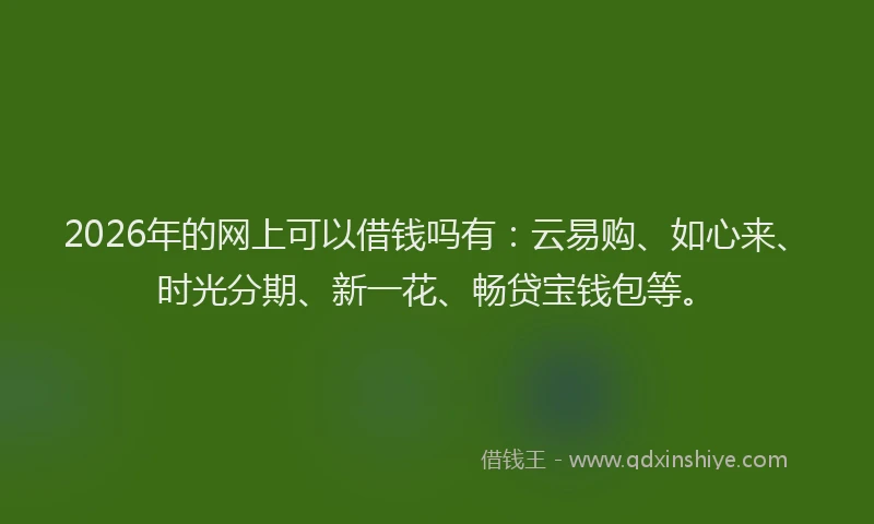 2026年的网上可以借钱吗有：云易购、如心来、时光分期、新一花、畅贷宝钱包等。