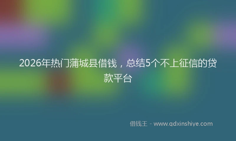 2026年热门蒲城县借钱，总结5个不上征信的贷款平台