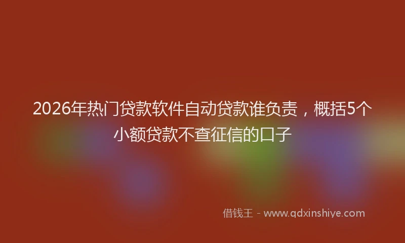 2026年热门贷款软件自动贷款谁负责，概括5个小额贷款不查征信的口子