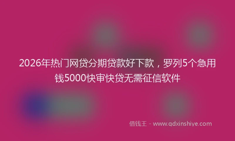 2026年热门网贷分期贷款好下款，罗列5个急用钱5000快审快贷无需征信软件