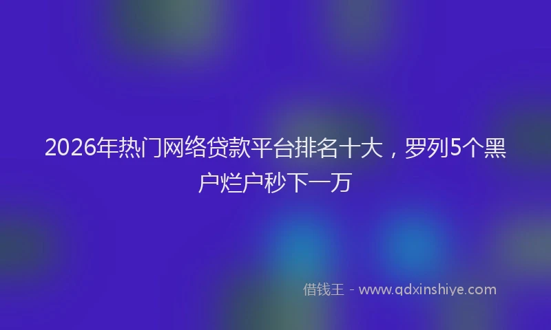 2026年热门网络贷款平台排名十大，罗列5个黑户烂户秒下一万