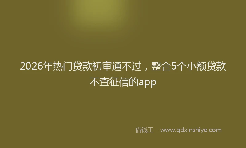2026年热门贷款初审通不过，整合5个小额贷款不查征信的app