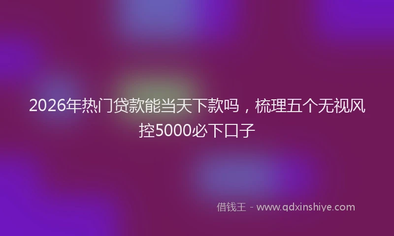 2026年热门贷款能当天下款吗，梳理五个无视风控5000必下口子