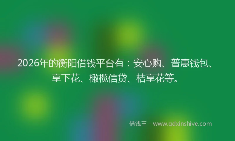 2026年的衡阳借钱平台有：安心购、普惠钱包、享下花、橄榄信贷、桔享花等。