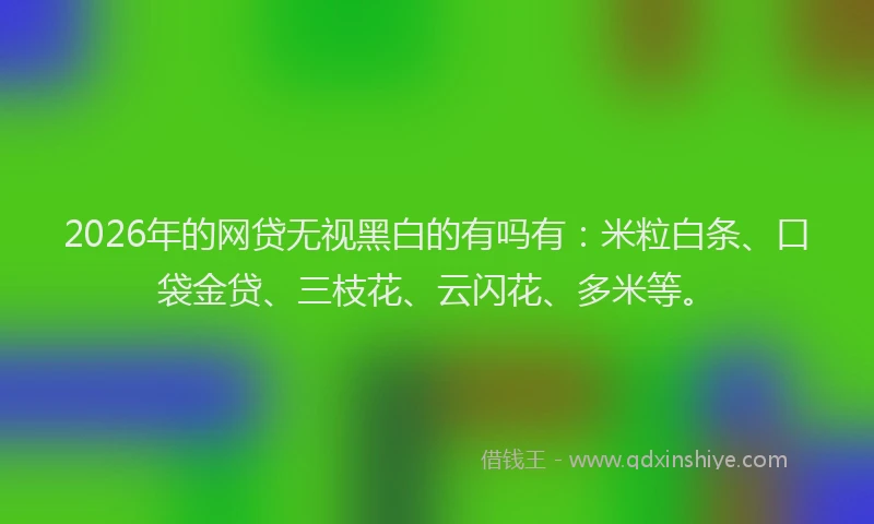 2026年的网贷无视黑白的有吗有:米粒白条、口袋金贷、三枝花、云闪花、多米等。