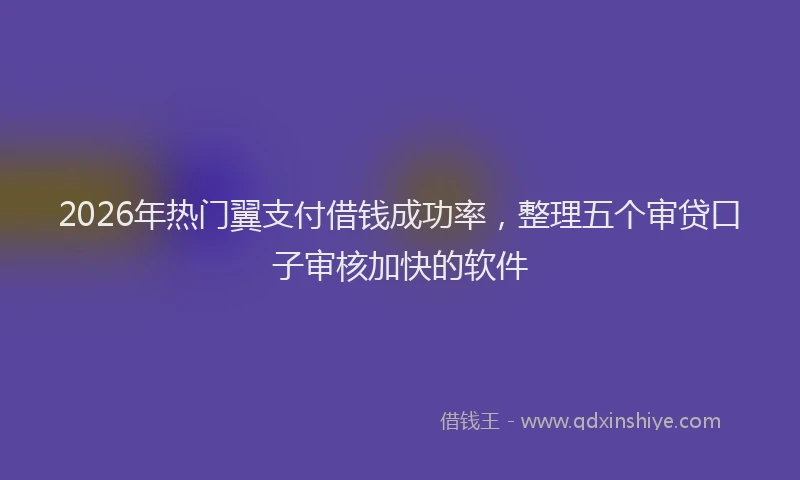 2026年热门翼支付借钱成功率，整理五个审贷口子审核加快的软件