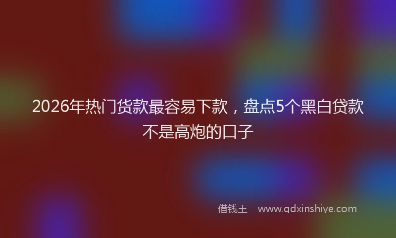 2026年热门货款最容易下款，盘点5个黑白贷款不是高炮的口子