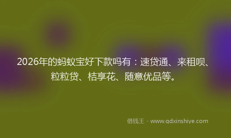 2026年的蚂蚁宝好下款吗有：速贷通、来租呗、粒粒贷、桔享花、随意优品等。
