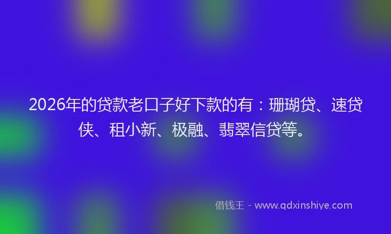 2026年的贷款老口子好下款的有：珊瑚贷、速贷侠、租小新、极融、翡翠信贷等。