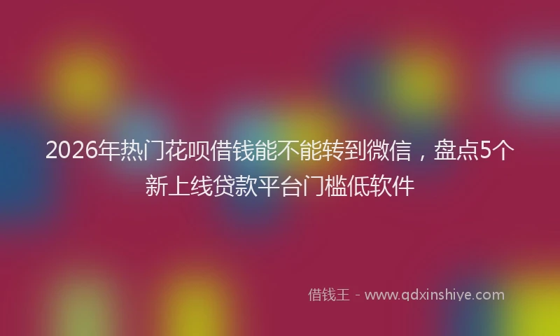 2026年热门花呗借钱能不能转到微信，盘点5个新上线贷款平台门槛低软件