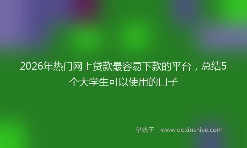 2026年热门网上贷款最容易下款的平台，总结5个大学生可以使用的口子
