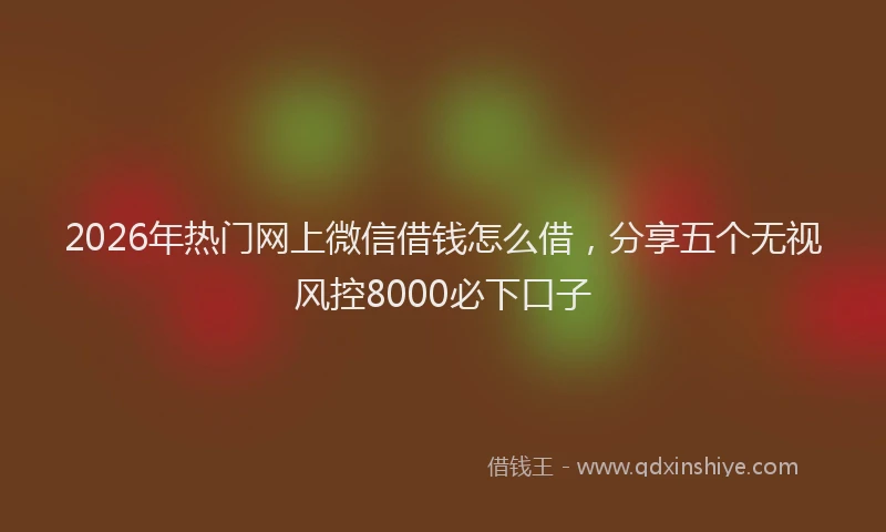 2026年热门网上微信借钱怎么借，分享五个无视风控8000必下口子