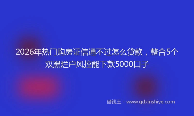 2026年热门购房证信通不过怎么贷款，整合5个双黑烂户风控能下款5000口子