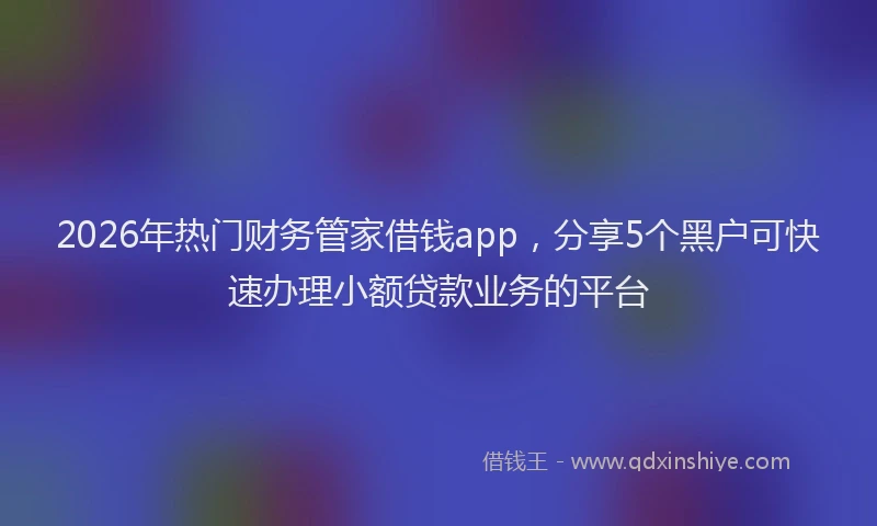 2026年热门财务管家借钱app，分享5个黑户可快速办理小额贷款业务的平台