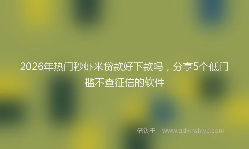2026年热门秒虾米贷款好下款吗，分享5个低门槛不查征信的软件