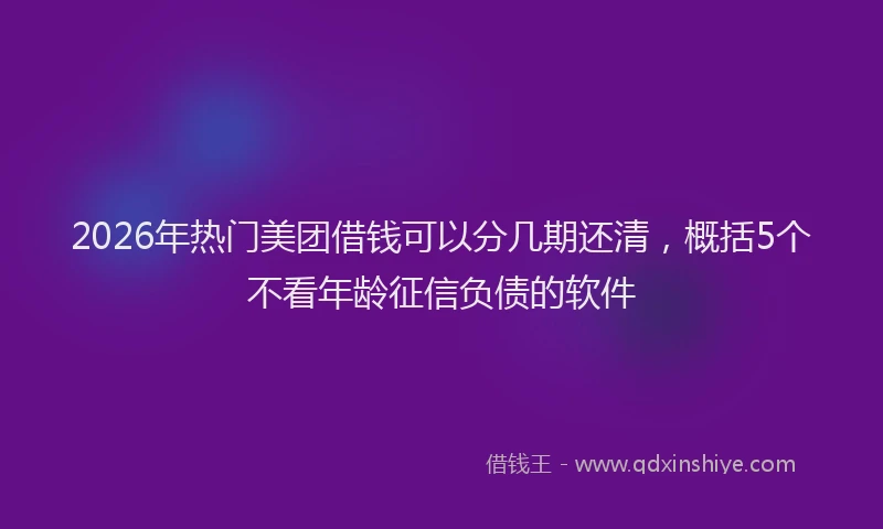 2026年热门美团借钱可以分几期还清,概括5个不看年龄征信负债的软件