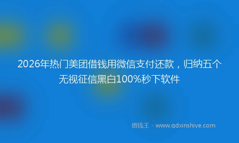 2026年热门美团借钱用微信支付还款，归纳五个无视征信黑白100%秒下软件