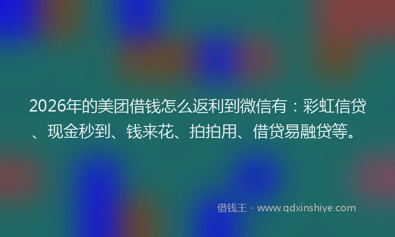 2026年的美团借钱怎么返利到微信有：彩虹信贷、现金秒到、钱来花、拍拍用、借贷易融贷等。