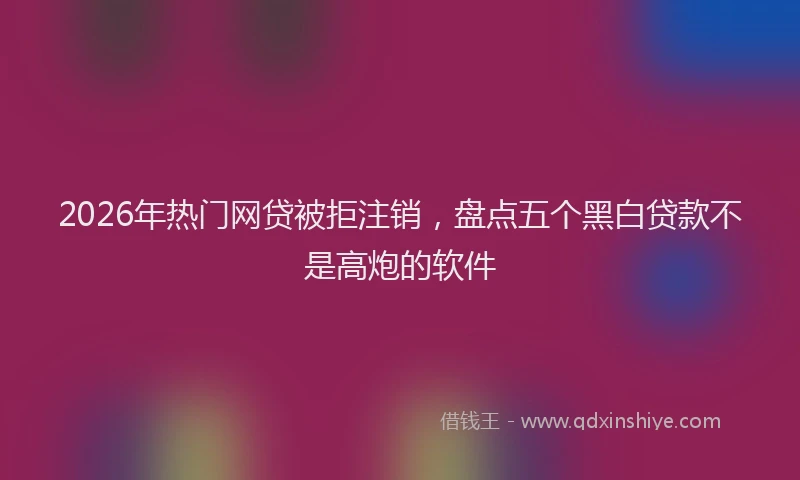 2026年热门网贷被拒注销，盘点五个黑白贷款不是高炮的软件