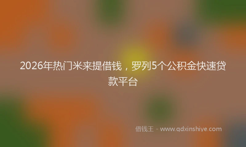 2026年热门米来提借钱，罗列5个公积金快速贷款平台