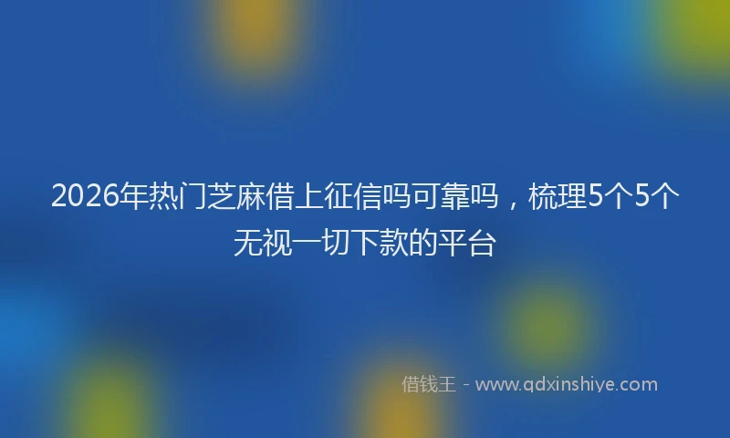 2026年热门芝麻借上征信吗可靠吗，梳理5个5个无视一切下款的平台