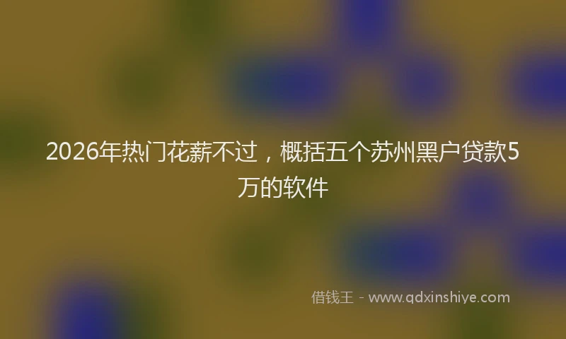 2026年热门花薪不过，概括五个苏州黑户贷款5万的软件