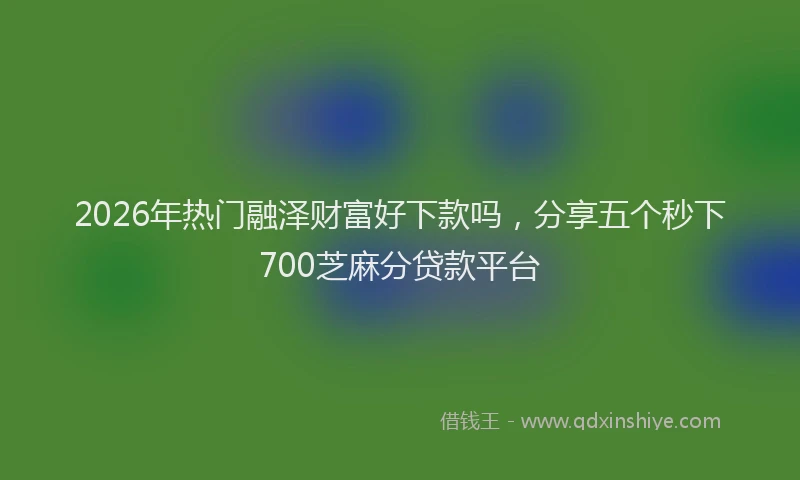 2026年热门融泽财富好下款吗，分享五个秒下700芝麻分贷款平台