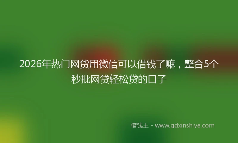 2026年热门网货用微信可以借钱了嘛，整合5个秒批网贷轻松贷的口子