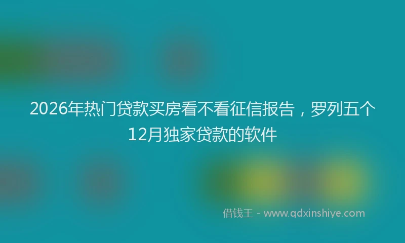2026年热门贷款买房看不看征信报告，罗列五个12月独家贷款的软件