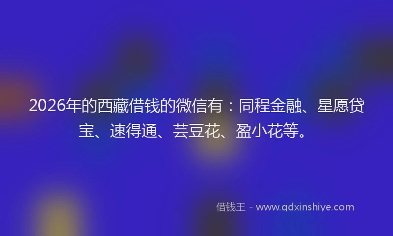 2026年的西藏借钱的微信有：同程金融、星愿贷宝、速得通、芸豆花、盈小花等。