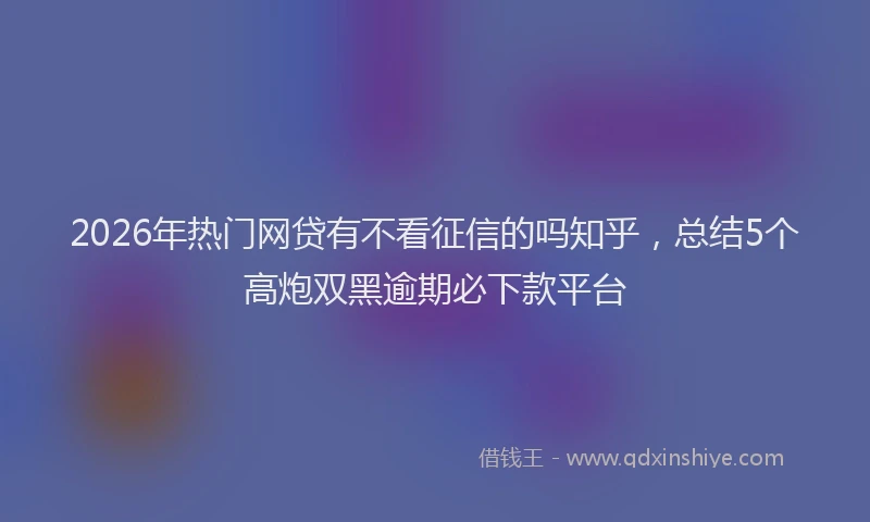 2026年热门网贷有不看征信的吗知乎，总结5个高炮双黑逾期必下款平台