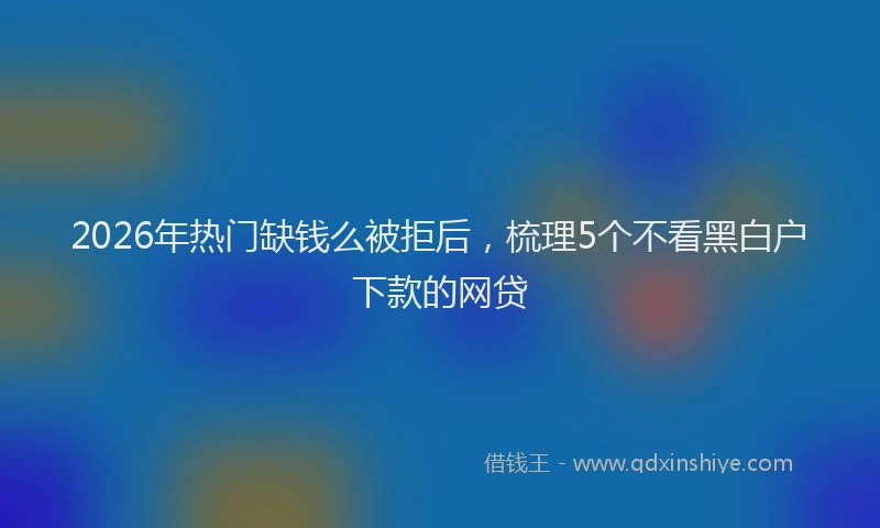 2026年热门缺钱么被拒后，梳理5个不看黑白户下款的网贷