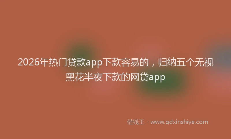 2026年热门贷款app下款容易的，归纳五个无视黑花半夜下款的网贷app
