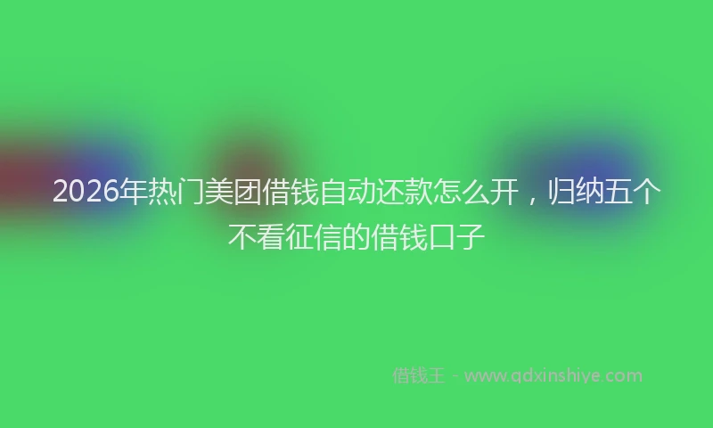 2026年热门美团借钱自动还款怎么开，归纳五个不看征信的借钱口子