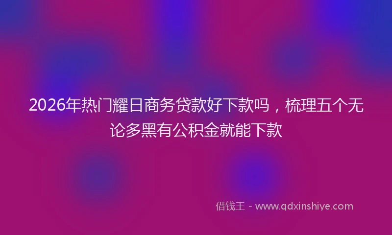 2026年热门耀日商务贷款好下款吗，梳理五个无论多黑有公积金就能下款