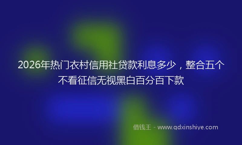 2026年热门衣村信用社贷款利息多少，整合五个不看征信无视黑白百分百下款