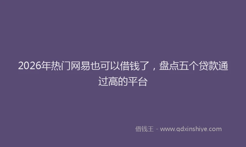 2026年热门网易也可以借钱了，盘点五个贷款通过高的平台