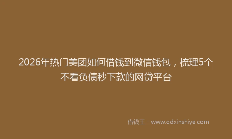 2026年热门美团如何借钱到微信钱包，梳理5个不看负债秒下款的网贷平台