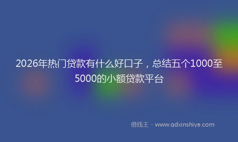 2026年热门贷款有什么好口子，总结五个1000至5000的小额贷款平台