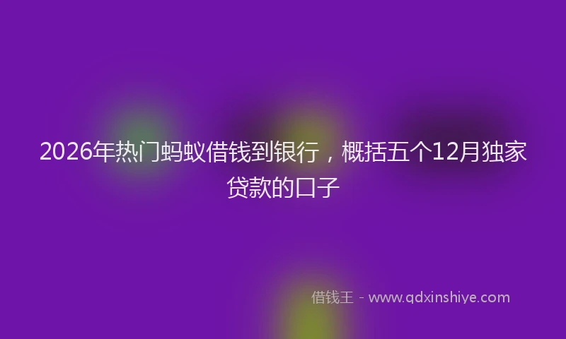 2026年热门蚂蚁借钱到银行，概括五个12月独家贷款的口子