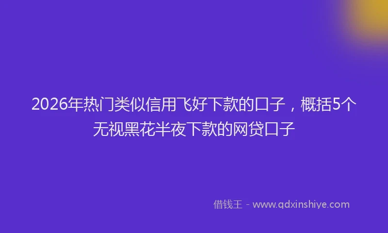 2026年热门类似信用飞好下款的口子，概括5个无视黑花半夜下款的网贷口子