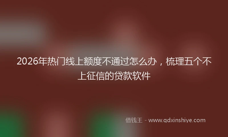 2026年热门线上额度不通过怎么办，梳理五个不上征信的贷款软件